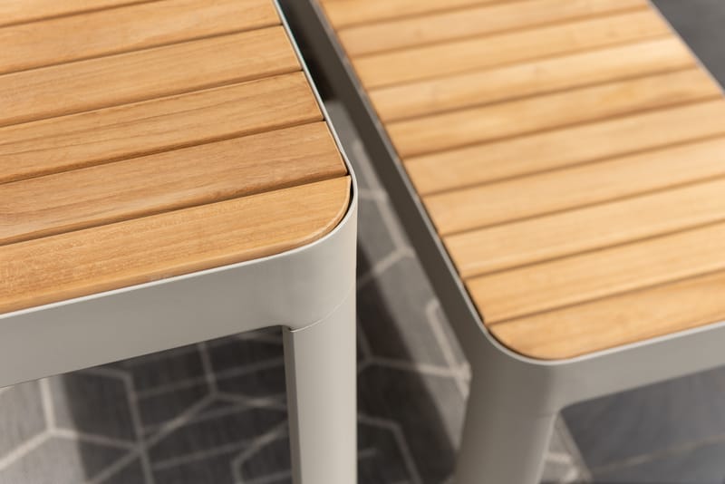 Utomhus balkongset Portals balkongbord + bänk 140 cm - beige/trä - Utemöbler - Utegrupp - Matgrupp utomhus