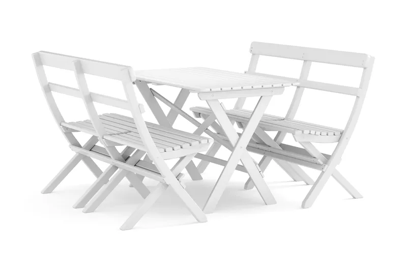 Utomhus matgrupp 118x70x74 cm med 2 soffor, Vit