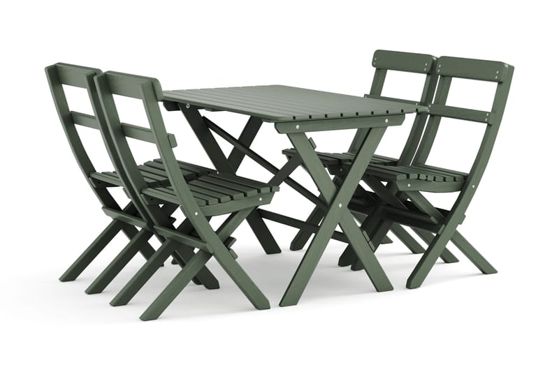 Utomhus matgrupp 118x70x74 cm med 4 klappstolar - Grön - Utemöbler - Utegrupp - Matgrupp utomhus