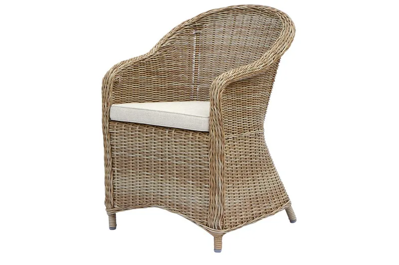 Utomhusmöbelgrupp Ø 112 cm bord & 4 Belize naturell stolar Brun - Brun - Utemöbler - Utegrupp - Matgrupp utomhus