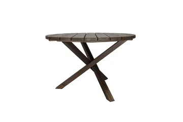 Utomhusmöbelgrupp Ø 112 cm bord & 4 Merida grå stolar Brun - Brun - Utemöbler - Utegrupp - Matgrupp utomhus