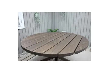 Utomhusmöbelgrupp Ø 112 cm bord & 4 Merida grå stolar Brun - Brun - Utemöbler - Utegrupp - Matgrupp utomhus