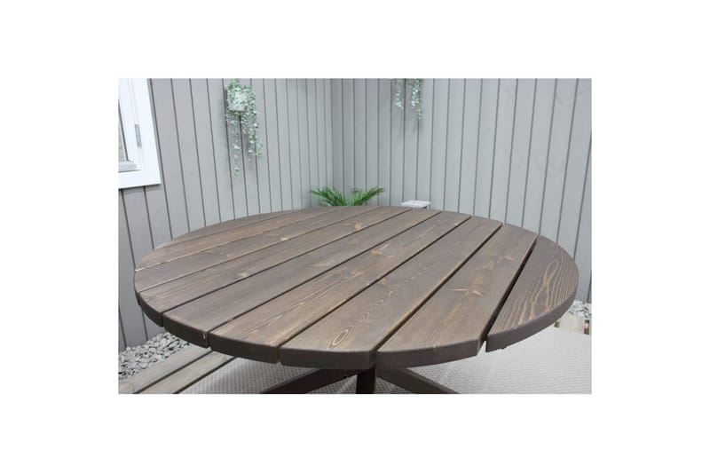 Utomhusmöbelgrupp Ø 112 cm bord & 4 Merida grå stolar Brun - Brun - Utemöbler - Utegrupp - Matgrupp utomhus