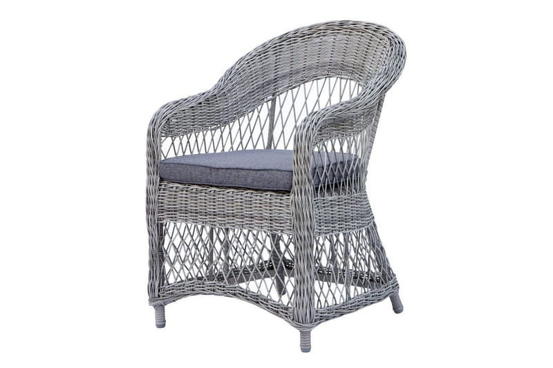 Utomhusmöbelgrupp Ø 112 cm bord & 4 Merida grå stolar Grå - Grå - Utemöbler - Utegrupp - Matgrupp utomhus