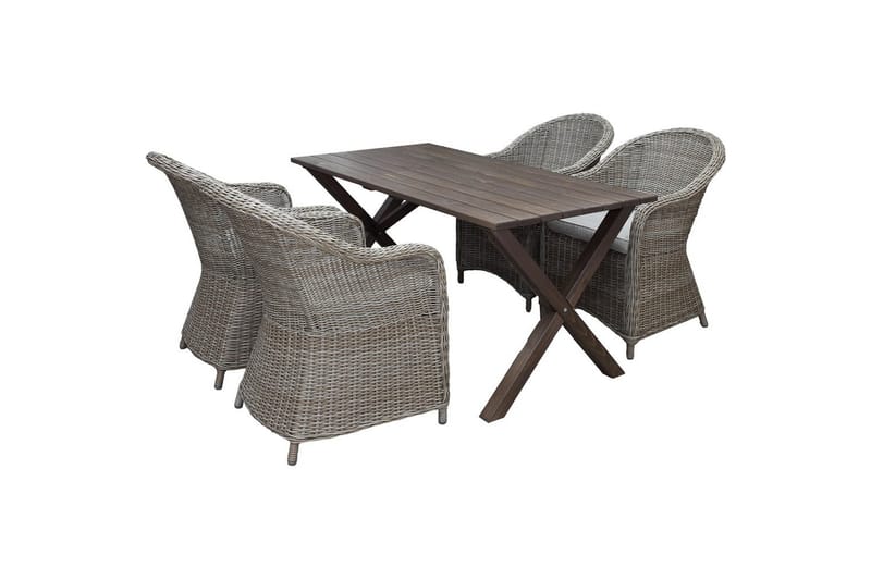 Utomhusmöbelgrupp 150 cm Bord & 4 Belize naturell stolar Brun - Brun - Utemöbler - Utegrupp - Matgrupp utomhus