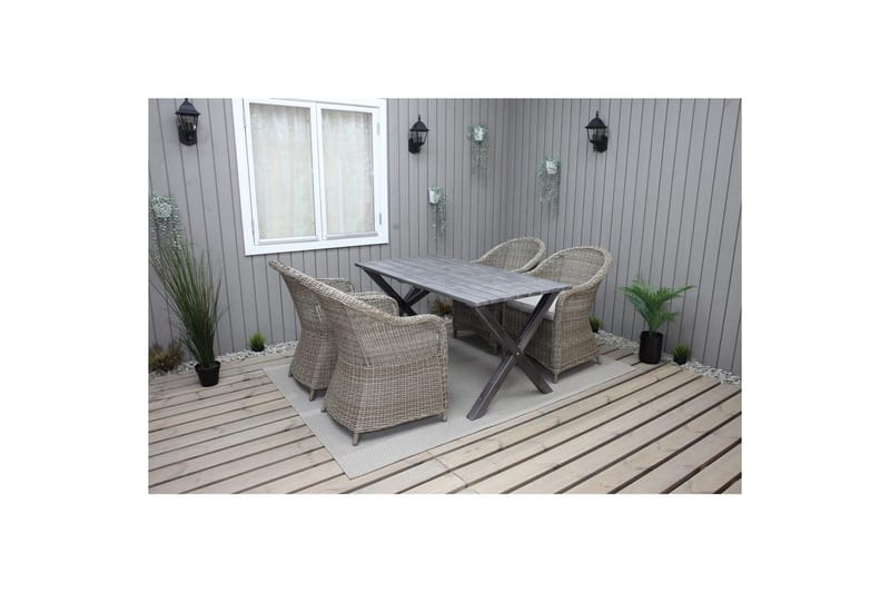 Utomhusmöbelgrupp 150 cm Bord & 4 Belize naturell stolar Grå - Grå - Utemöbler - Utegrupp - Matgrupp utomhus
