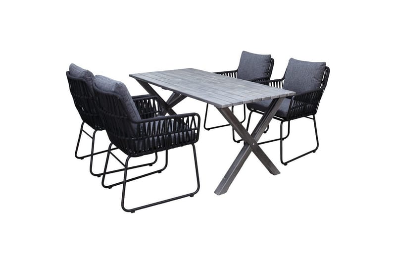 Utomhusmöbelgrupp 150 cm Bord & 4 Levanto grå stolar Grå - Grå - Utemöbler - Utegrupp - Matgrupp utomhus