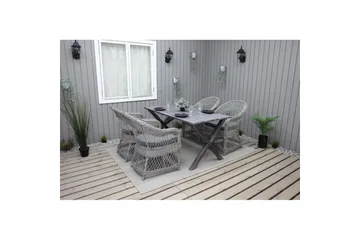 Utomhusmöbelgrupp 150 cm Bord & 4 Merida grå stolar Grå - Grå - Utemöbler - Utegrupp - Matgrupp utomhus