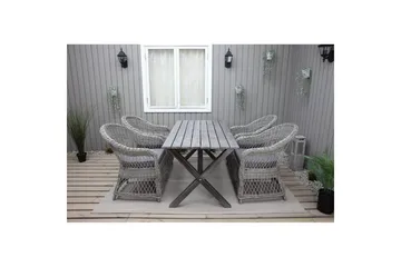 Utomhusmöbelgrupp 150 cm Bord & 4 Merida grå stolar Grå - Grå - Utemöbler - Utegrupp - Matgrupp utomhus