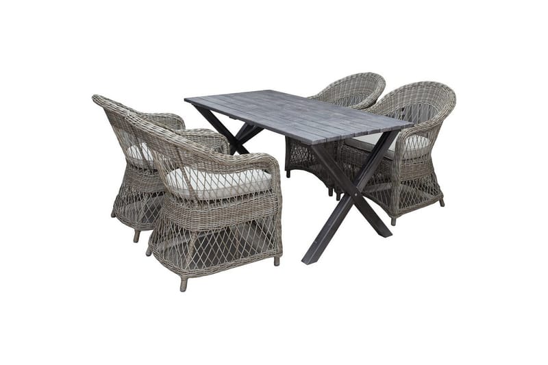Utomhusmöbelgrupp 150 cm Bord & 4 Merida naturell stolar Grå, Grå