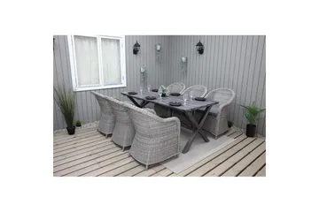 Utomhusmöbelgrupp 190 cm Bord & 6 Belize grå stolar Grå - Grå - Utemöbler - Utegrupp - Matgrupp utomhus