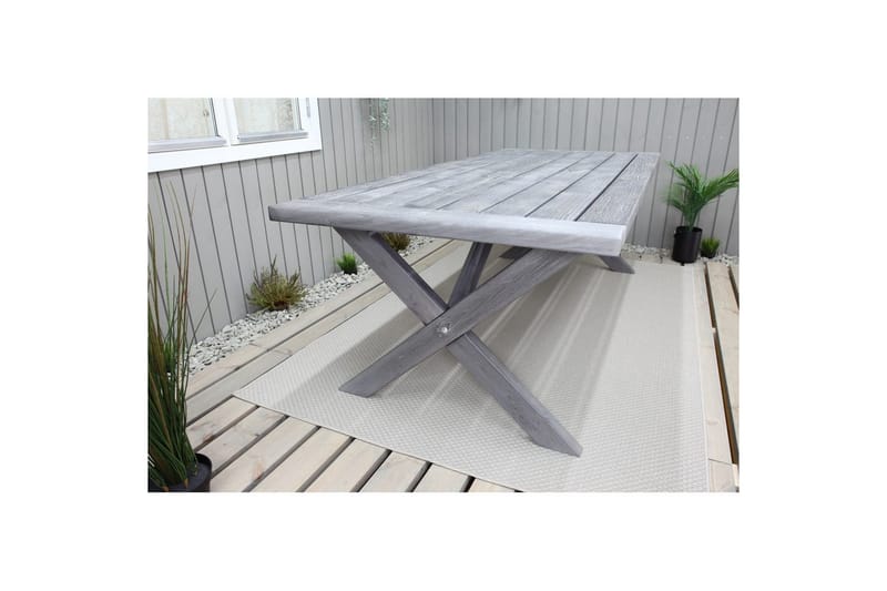 Utomhusmöbelgrupp 220 cm bord & 6 Belize naturell stolar Grå - Grå - Utemöbler - Utegrupp - Matgrupp utomhus