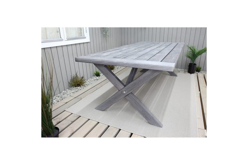 Utomhusmöbelgrupp 220 cm Bord & 6 Levanto grå stolar Grå - Grå - Utemöbler - Utegrupp - Matgrupp utomhus