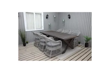 Utomhusmöbelgrupp 220 cm bord & 6 Merida grå stolar Brun - Brun - Utemöbler - Utegrupp - Matgrupp utomhus