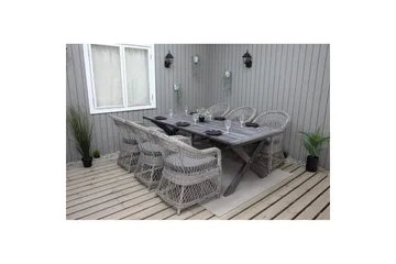 Utomhusmöbelgrupp 220 cm bord & 6 Merida grå stolar Grå - Grå - Utemöbler - Utegrupp - Matgrupp utomhus