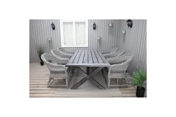 Utomhusmöbelgrupp 220 cm bord & 6 Merida grå stolar Grå - Grå - Utemöbler - Utegrupp - Matgrupp utomhus