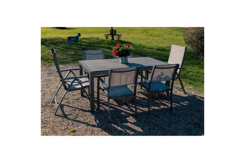Utomhusmöbelgrupp Lifestyle Garden Solana 163 cm 4 carverstolar + 2 pos. fotölj - 4 carverstolar + 2 pos. fotölj - Utemöbler - Utegrupp - Matgrupp utomhus