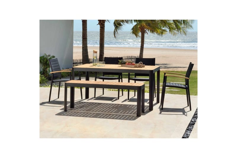 Utomhusmöbelgrupp Lifestyle Garden Portals 161 cm 4 lite carverstolar + bänk, 4 lite carverstolar + bänk