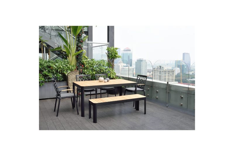 Utomhusmöbelgrupp Lifestyle Garden Portals 161 cm 4 trädskärarstolar + bänk - 4 trädskärarstolar + bänk - Utemöbler - Utegrupp - Matgrupp utomhus