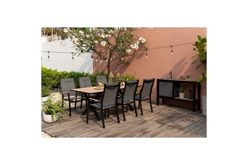 Utomhusmöbelgrupp Lifestyle Garden Panama 200 cm 6 stapelbarfotölj - 6 stapelbarfotölj - Utemöbler - Utegrupp - Matgrupp utomhus