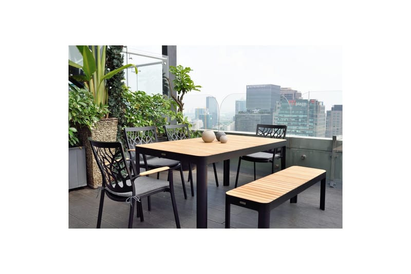 Utomhusmöbelgrupp Lifestyle Garden Portals 161 cm 4 trädskärarstolar + bänk - 4 trädskärarstolar + bänk - Utemöbler - Utegrupp - Matgrupp utomhus