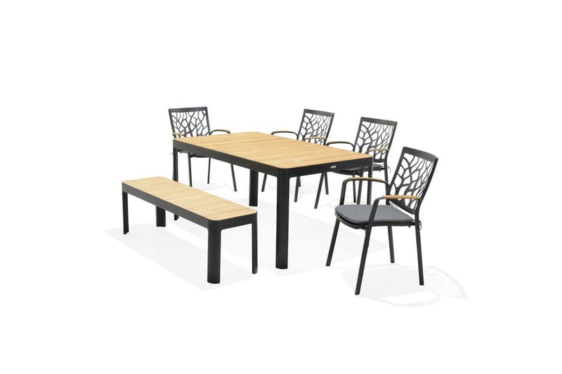 Utomhusmöbelgrupp Lifestyle Garden Portals 161 cm 4 trädskärarstolar + bänk - 4 trädskärarstolar + bänk - Utemöbler - Utegrupp - Matgrupp utomhus