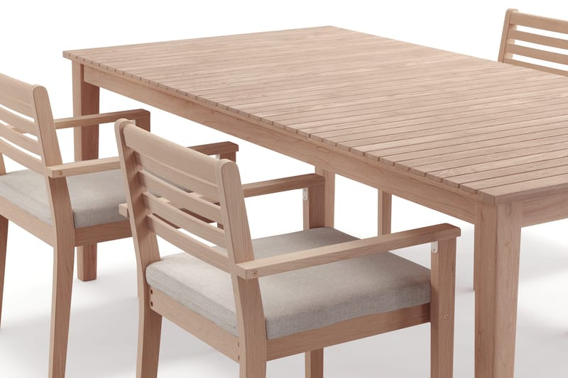 Wagnera Matgrupp Utomhus 206 cm med 4 Kamman Matstolar - Beige - Utemöbler - Utegrupp - Matgrupp utomhus