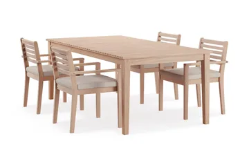 Wagnera Matgrupp Utomhus 206 cm med 4 Kamman Matstolar - Beige - Utemöbler - Utegrupp - Matgrupp utomhus