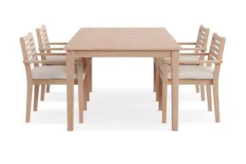 Wagnera Matgrupp Utomhus 206 cm med 4 Kamman Matstolar - Beige - Utemöbler - Utegrupp - Matgrupp utomhus