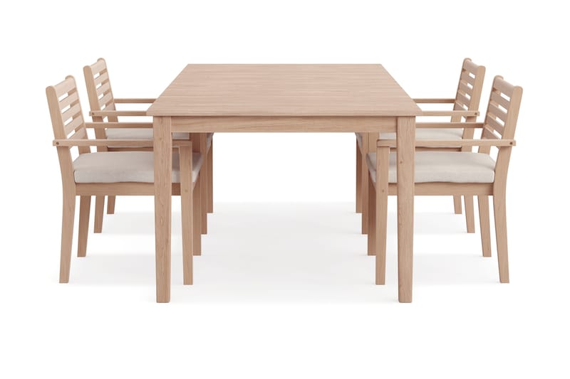 Wagnera Matgrupp Utomhus 206 cm med 4 Kamman Matstolar - Beige - Utemöbler - Utegrupp - Matgrupp utomhus