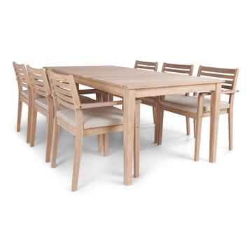 Wagnera Matgrupp Utomhus 206 cm med 6 Kamman Matstolar - Beige - Utemöbler - Utegrupp - Matgrupp utomhus