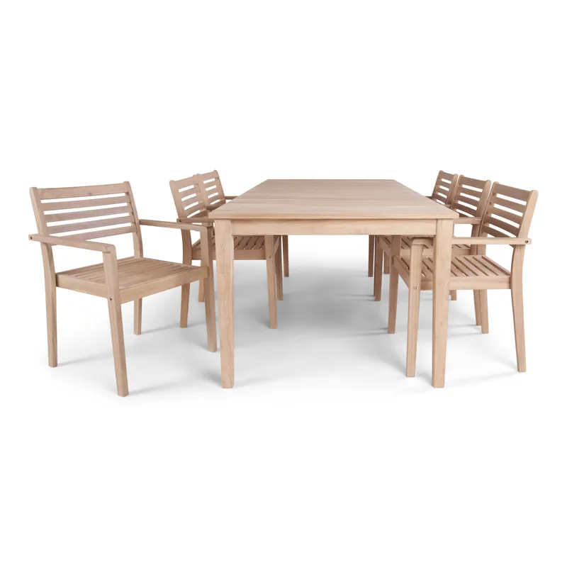 Wagnera Matgrupp Utomhus 206 cm med 6 Kamman Matstolar - Beige - Utemöbler - Utegrupp - Matgrupp utomhus
