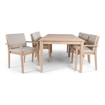 Wagnera Matgrupp Utomhus 206 cm med 6 Kamman Matstolar - Beige - Utemöbler - Utegrupp - Matgrupp utomhus