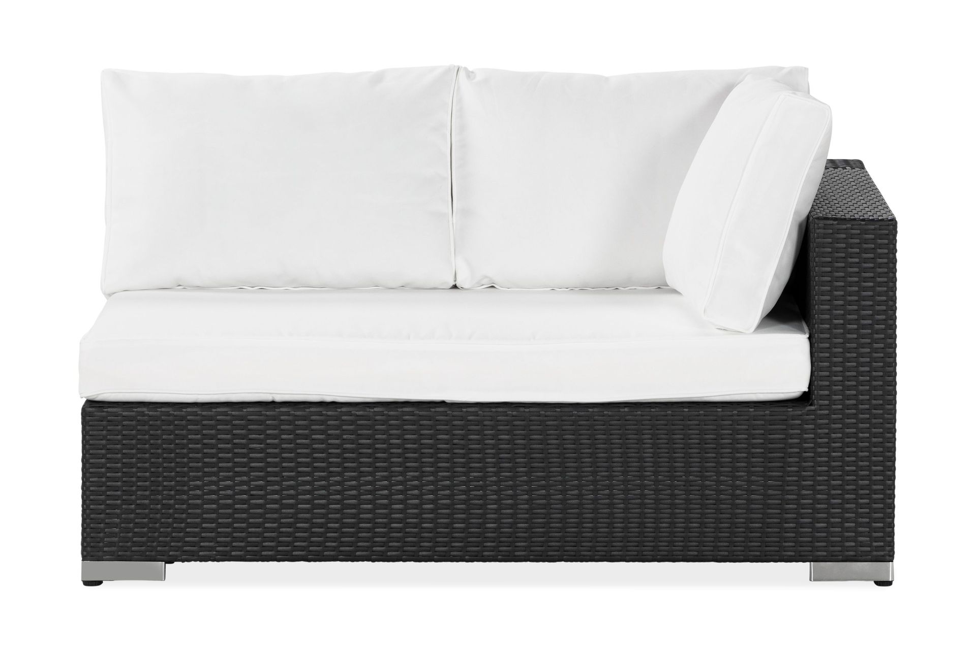 Bahamas Vänstermodul utomhus 140 cm i konstrotting – Svart / Vita dynor
