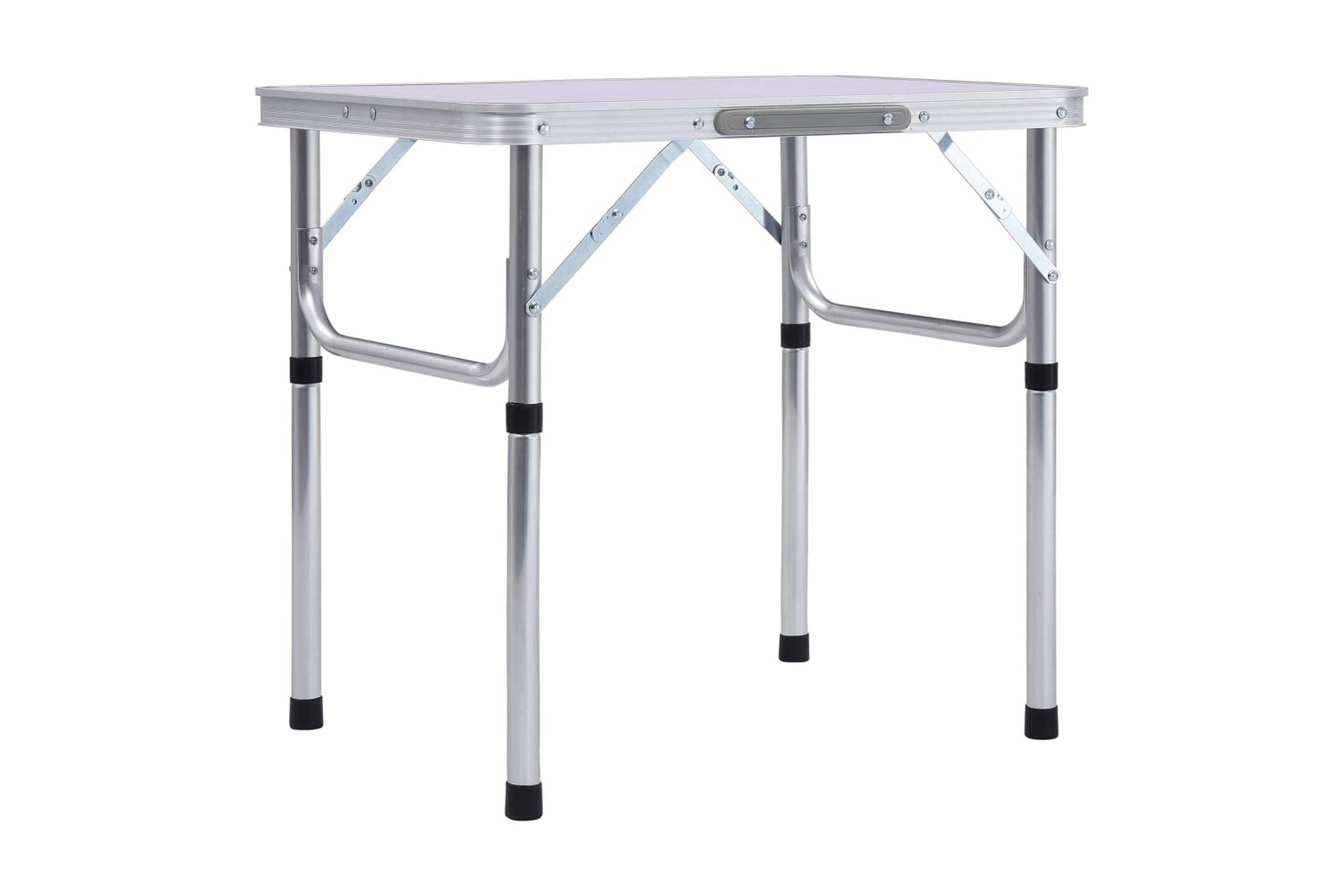 Hopfällbart campingbord vit aluminium 60x45 cm - Vit 48178