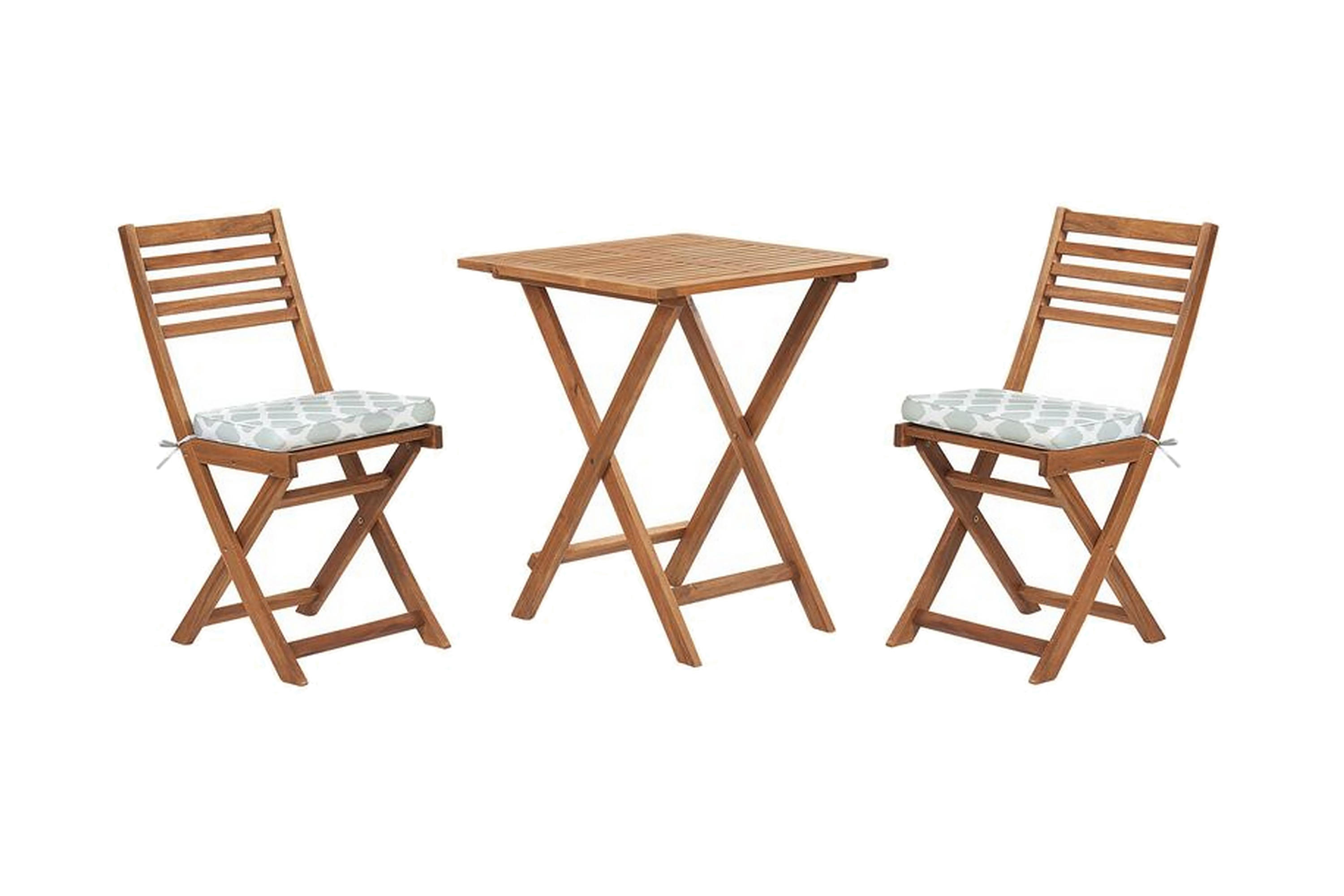 REA/Black Friday Balkongset av bord och 2 stolar brun/mintgrön FIJI - Vit Cafeset Tyg