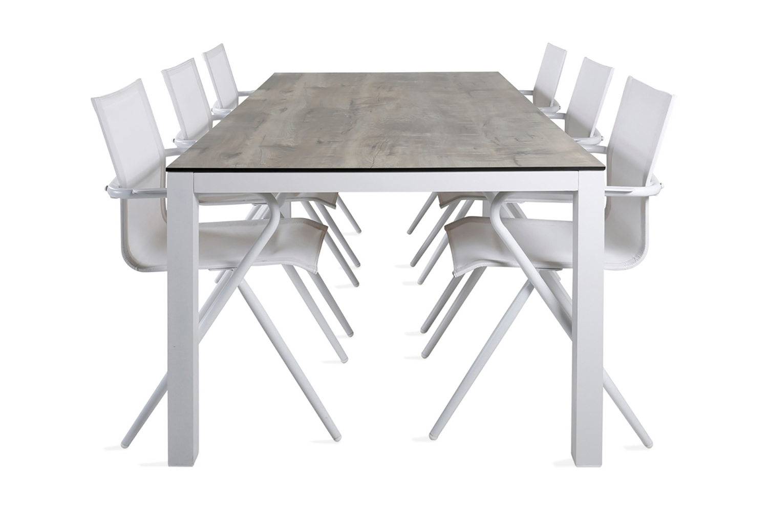 REA/Black Friday Llama Matgrupp 205cm + 6 Alina Matstolar Svart/Grå - Venture Home utomhus Grå,Vit