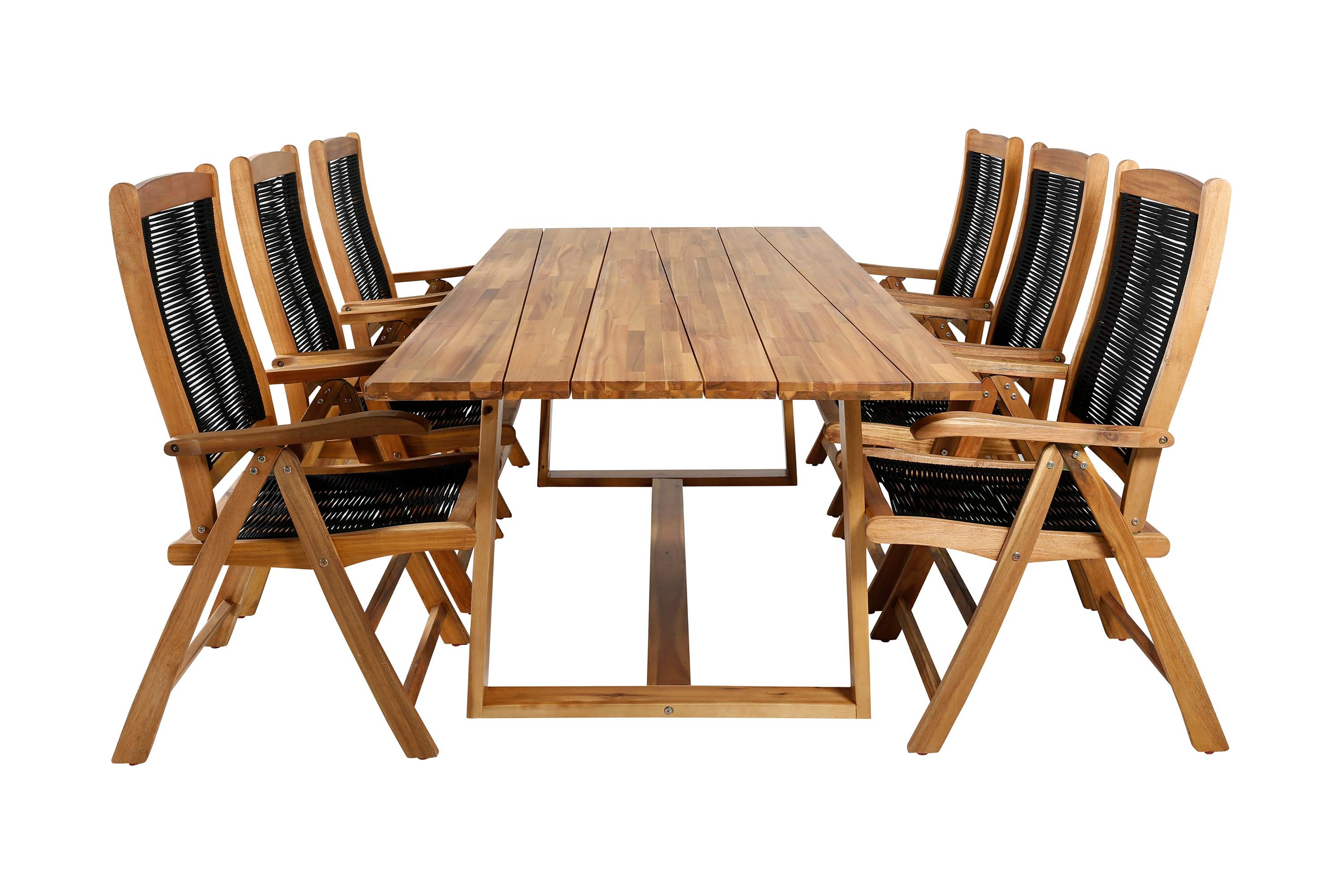 REA/Black Friday Plankton Matgrupp 220cm + 6 Peter Positionsstolar Svart - Venture Home utomhus Brun,Svart