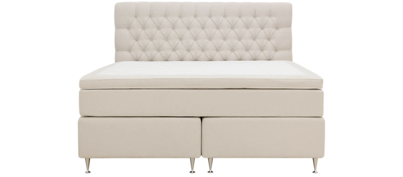 Hilton Lyx Komplett Sängpaket 180x200 cm Kontinentalsäng med knappad sänggavel i bouclé, Ivory / Bouclé