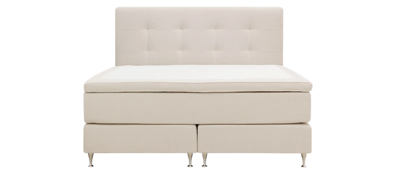 Hilton Premium Komplett Sängpaket 180x200 cm Kontinentalsäng med Sänggavel, Ljusbeige Tyg