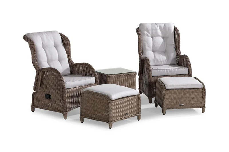 Marcus Caféset med 2 Reclinerfåtöljer Utomhus m Dyna, Natur