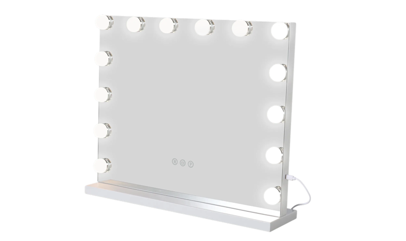 Glow Sminkspegel på fot 50 cm med LED Belysning/Lampor Hollywood spegel, Vit